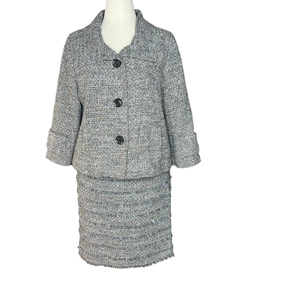 Classiques Entier Jackets & Blazers - CLASSIQUES ENTIER ATELIER Women’s Woolblend Grey Tweed Skirt Suit L/12